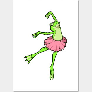 Cartoon frog dances ballet - ballerina Posters and Art